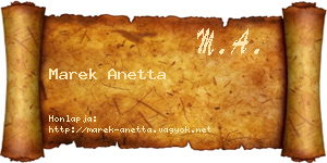 Marek Anetta névjegykártya